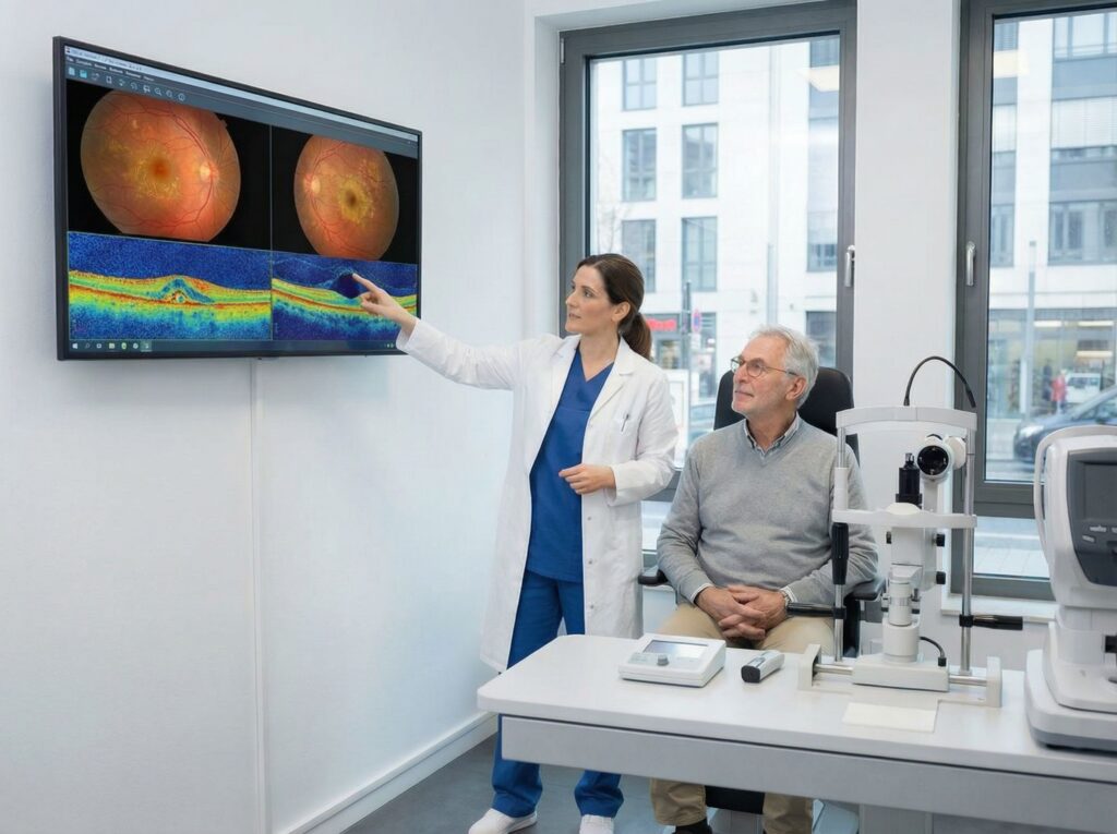 Feuchte Makuladegeneration: Ursachen, Symptome, Diagnostik, Behandlung & mehr